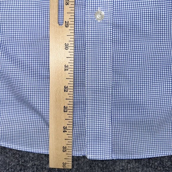 LL Bean Shirt Mens XLT Blue Plaid Traditional Fit Button Down Short Sleeve Adult - Picture 5 of 6